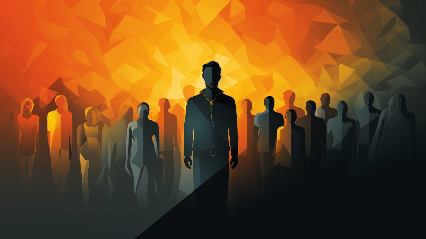 Vector image of people standing by product design studio speck design